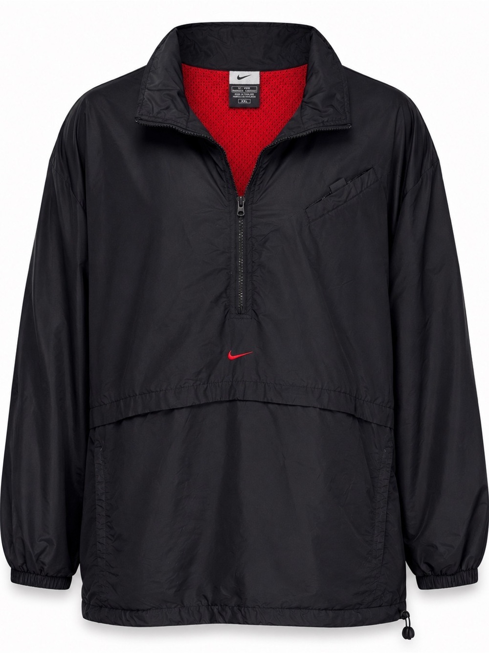 Nike Vintage 1/2 Zip Windbreaker Pullover Jacket XXL Black Red Mesh Lined Packab